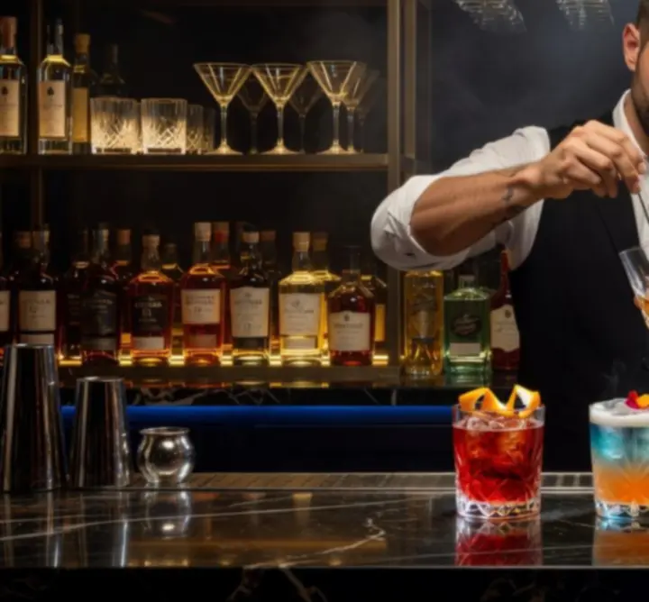 Signature cocktails and premium spirits at the VIP lounge bar