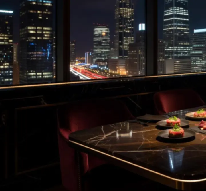 Nightlife-inspired tasting plates and canapés in an elegant lounge